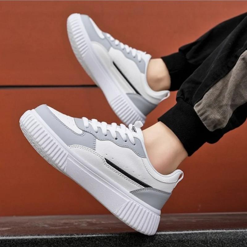 Fashion Fashion Leather Men Casual Shoes Lightweight Running Shoes Platform White Sneakers Outdoor Breathable Sport Shoes Shoes