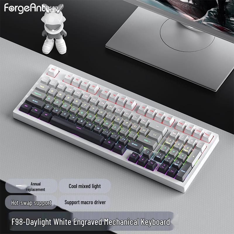 RuiYi F98 Wired 98-Key Mechanical Keyboard, Hot-Swappable, Side-Printed, Full-Key Anti-Ghosting, Office/Gaming.