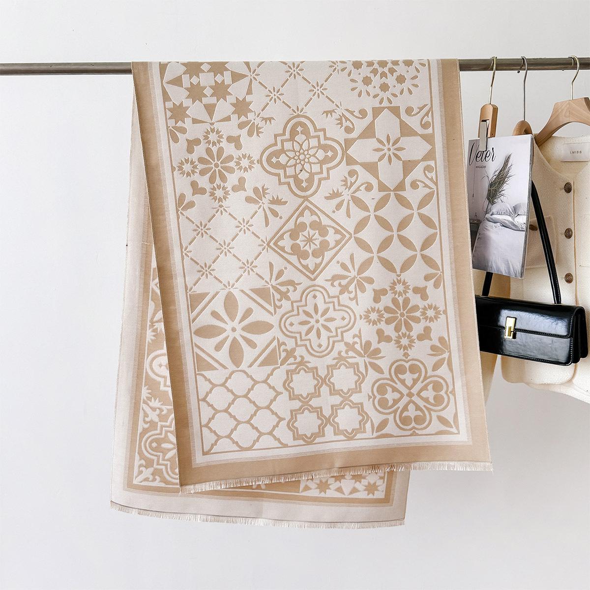

Women Soft Winter Cashmere Scarf Geometric Print Pashmina Luxury Shawls And Wraps Bufanda Echarpe Warm Blanket One Size
