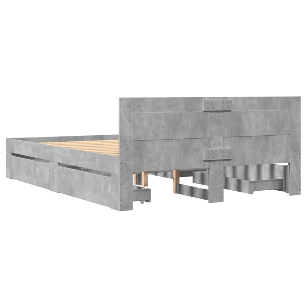 Bed Frame with Headboard Concrete Grey 120x200 cm Engineered Wood