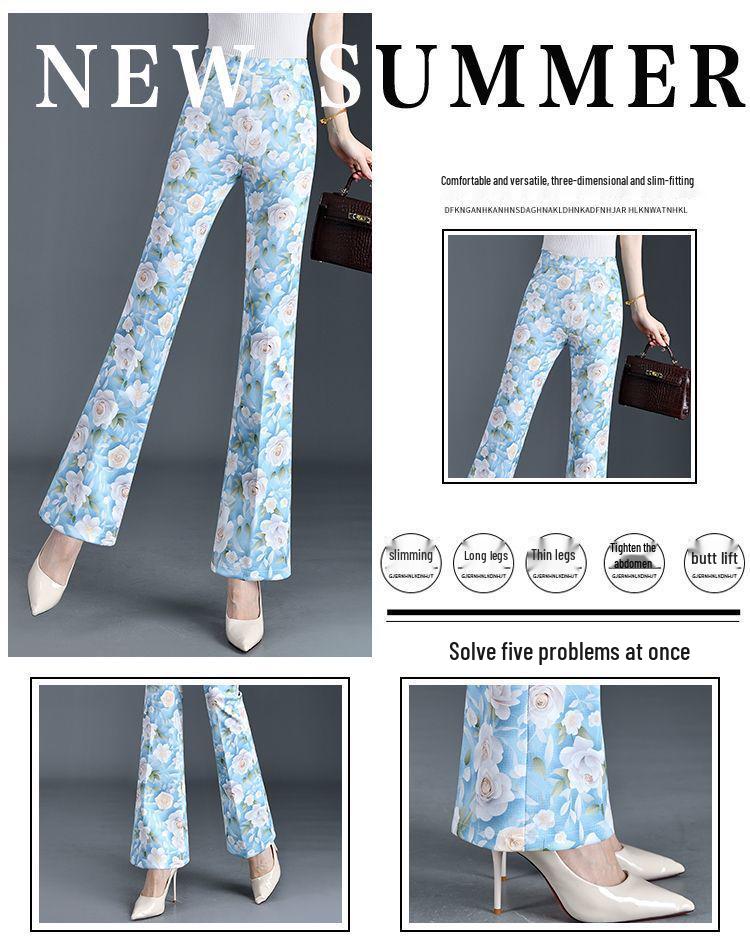 Cuihua Women's Plaid Micro-Flare Pants: Summer Fashion 2025, Slimming, Body-Shaping, and Versatile Elastic Long Pants.
