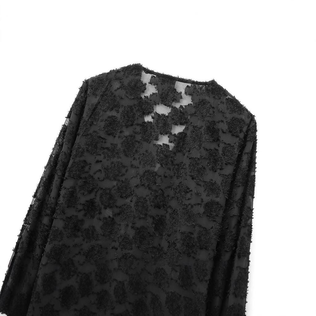 2024 Autumn Women's European & American V-Neck Long Sleeve Shirt with Gold Buttons