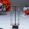 Trendy Creative Halloween Skull Long Drop Earrings for Women Gothic Metal Skull Head Dangle Earrings Statement Holiday Jewelry