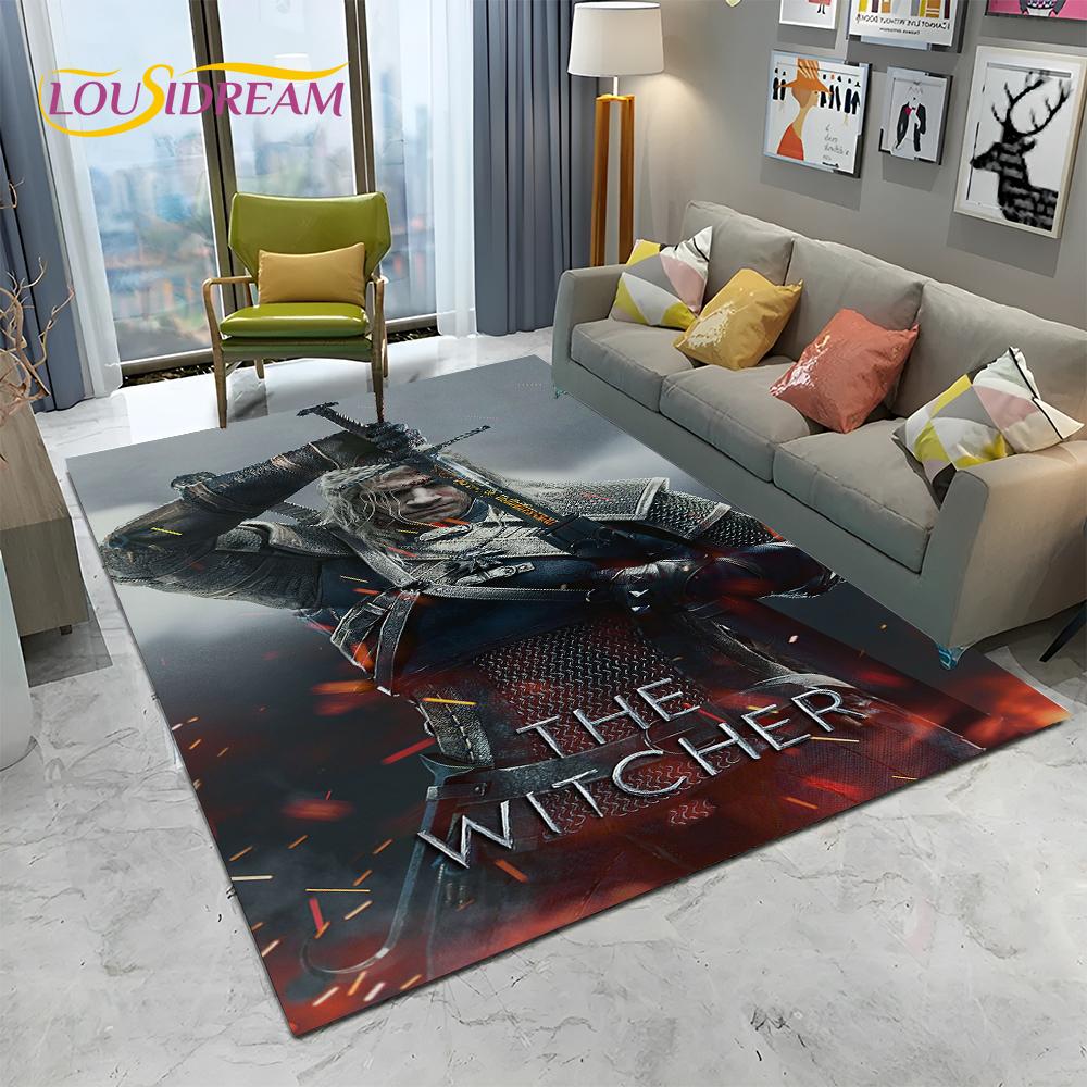 3D W-Witcher Games Gamer TV Cartoon Carpet Rug for Home Living Room Bedroom Sofa Doormat Decor,kids Area Rug Non-slip Floor Mat
