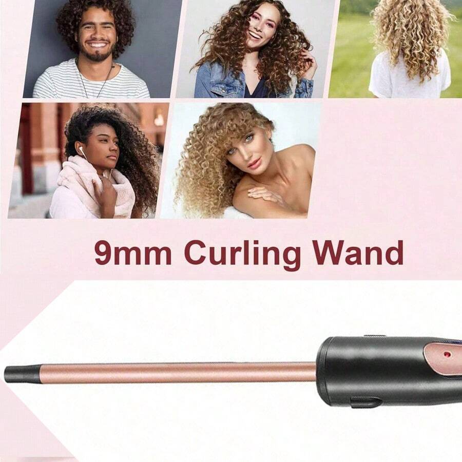 9mm Mini Hair Curler, Men And Women Corn Curly Hair, Single-Button Control, 2 Heat Settings, With 1 Heatproof Glove