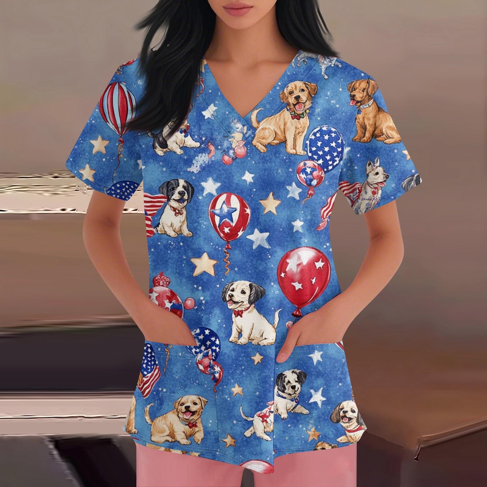 

С Днем святого Валентина, женская мода, V-образный вырез, короткий рукав, рабочая одежда с карманами XXXL