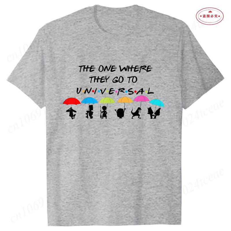 The One Where They Go To Universal T-Shirt for Women Clothing Friends Family Matching Party Tees Funny Umbrella Graphic Tops