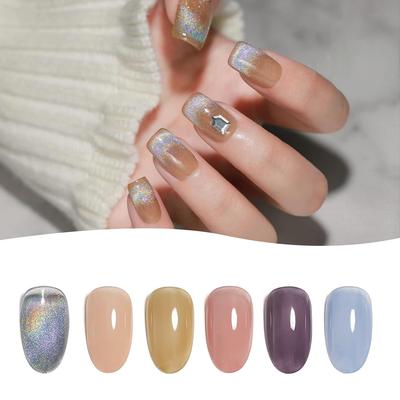 Coikaze Magnetic Gel Oval Cat Eye Gel Set Galaxy Color Gel Cat Eye Compatible 6-Color UV/LED (Rainbow)