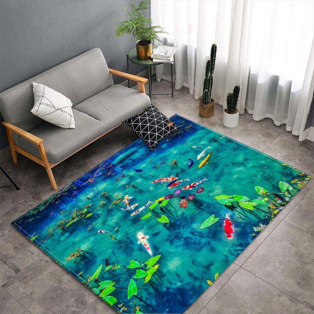 3D Beach Sea Carpets Home Decor Pebble Lotus Pond Living Room Area Rug Bedroom Rug for Boys Floor Mat Soft Kitchen Rug Doormat