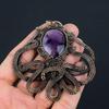 Amethyst Octopus Shape Gemstone Pure Copper Wire Wrapped Handmade Pendant Jewelry