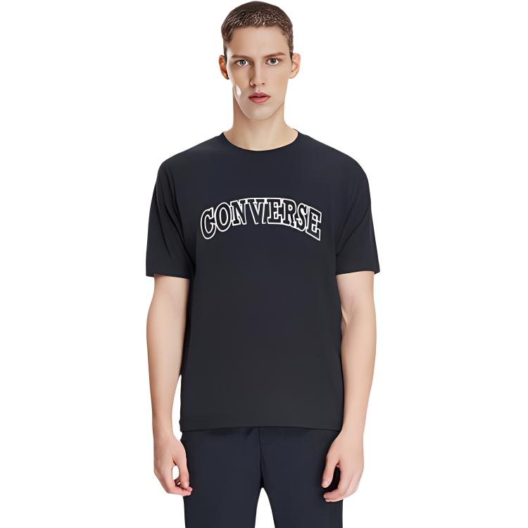 Converse Retro Chuck T Shirts Men's Black Crew Neck Moderate Straight Fit 10026428-A01