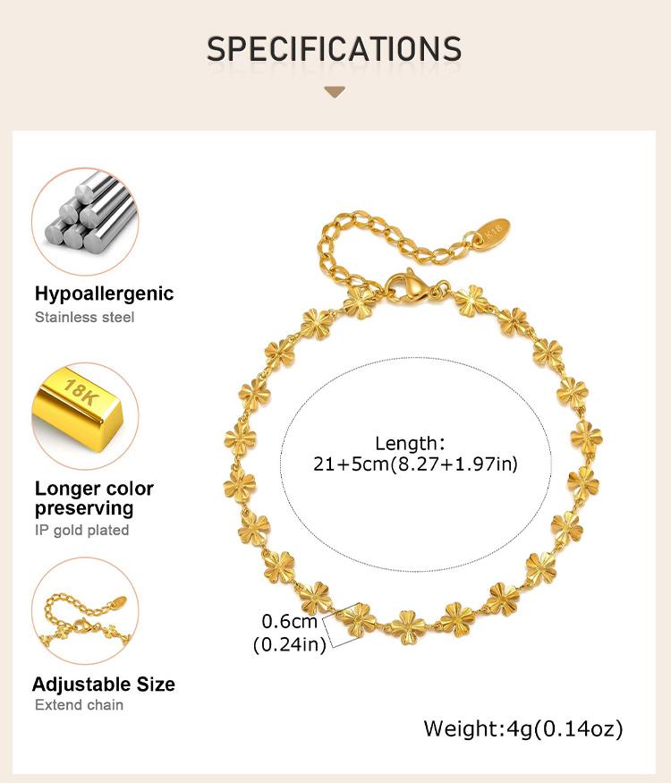 18K Gold Plated Anklet, Stainless Steel Lucky Foot Chain, Minimalist Ankle Bracelet for Women Beach Jewelry