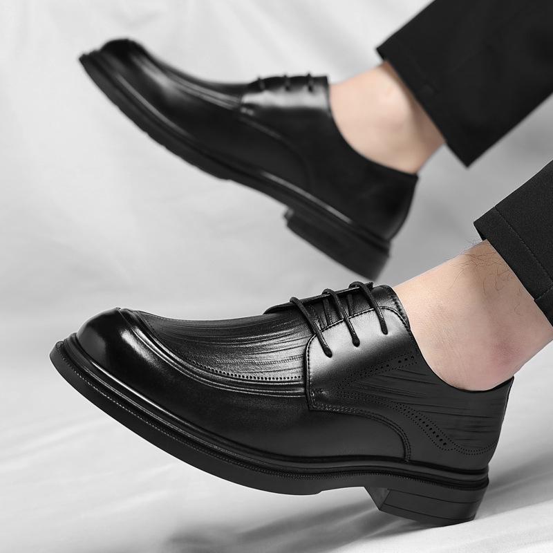 Men's Formal Shoes Black Spring Autumn Legitimate Leather Official Suit High Quality Fashion Party Social Shoe Male Casual Shoes