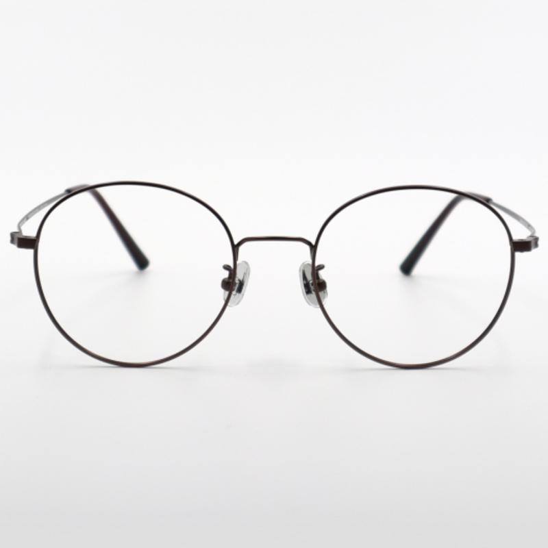 

aloeyewear [ALO BASIC] AL8204 1616M Semi-Oversized Round Brown Metal Glasses NONE