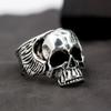 Retro Wings Skull Ring For Men Silver Color Punk Gothic Rock Hiphop Open Ring Handmade Designer  Biker Accessories Gift