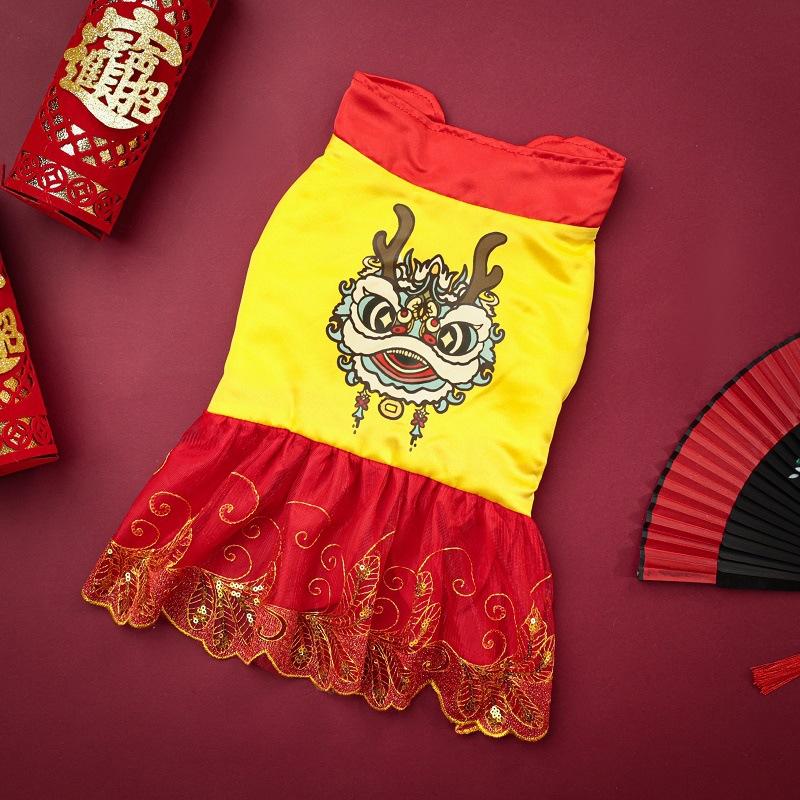 

Одежда для собак Новогодняя праздничная одежда Тан утолщенные теплые осенне-зимние юбки Новогодние щенки котята одежда для питомцев XL жёлтый