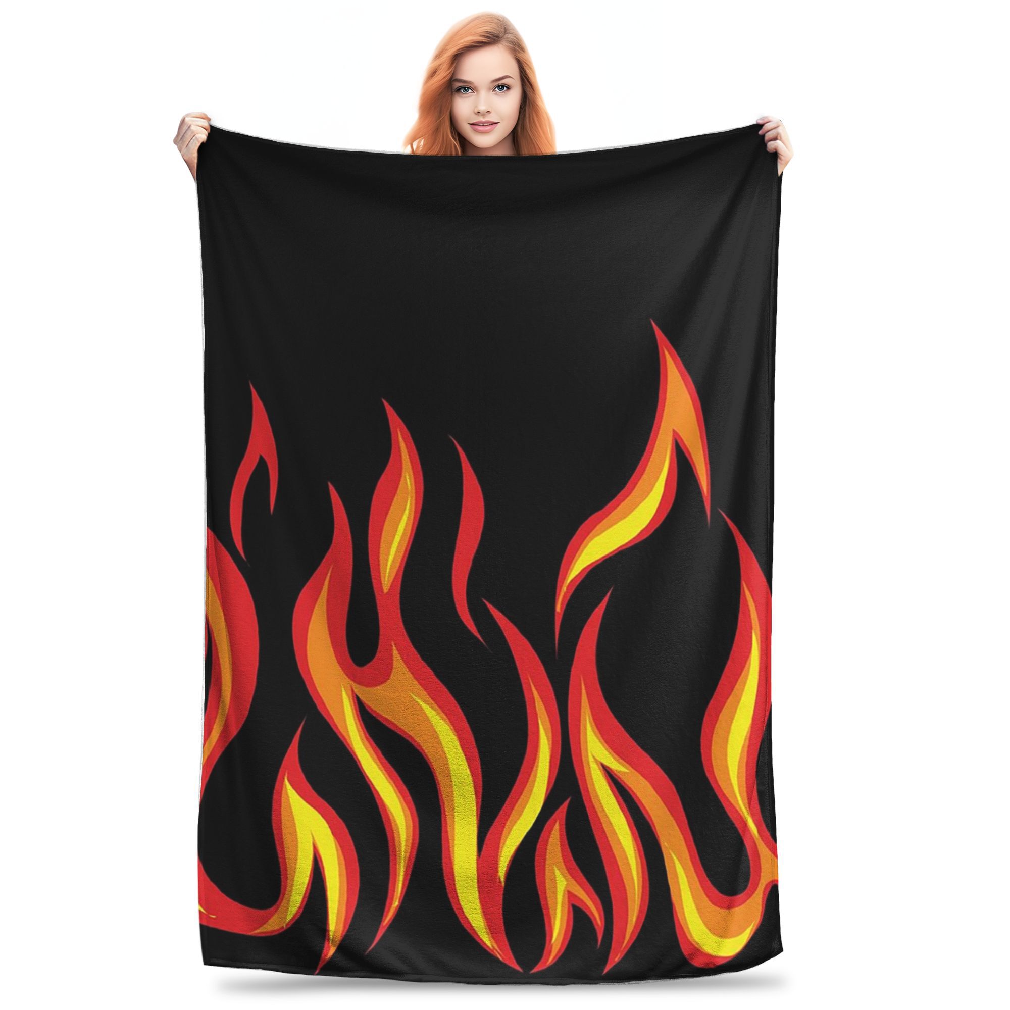 Exquisite Fashion Items Unisex Fire Flames Blanket Soft Warm Flannel Throw Blanket Bedspread For Bed Living Room Picnic Travel Home Sofa