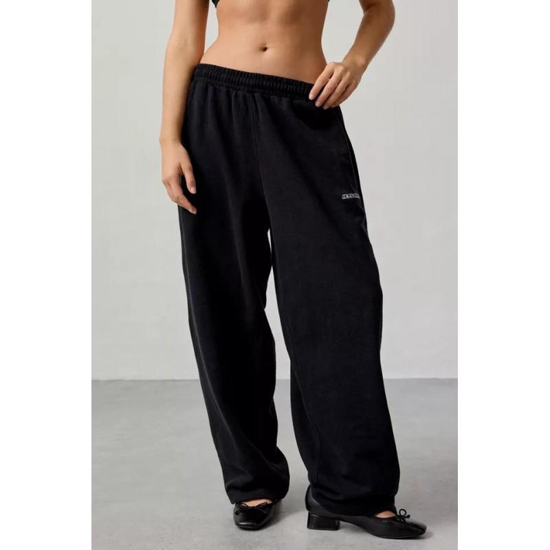 Womens Y2K Embroidered Loose Straight Leg Sweatpants With Elastic Waist Comfort Fit Cotton Blend
