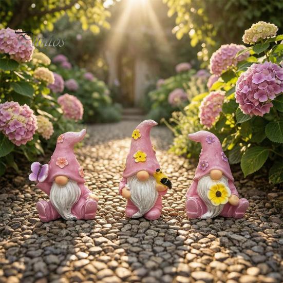 Dekorative Figuren für Balkon Veranda Halloween Wichtel Harzstatue, Frühling Schmetterling Vogel Blumen Gartenstatuen Außen Deko Figur Terrasse,