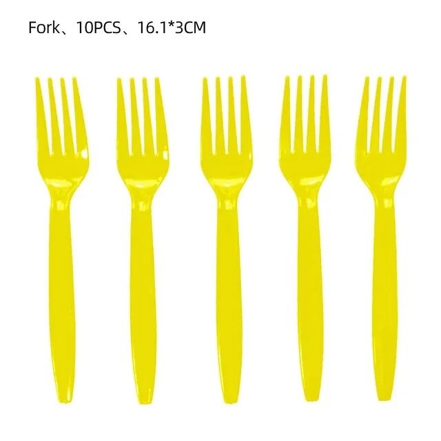 CICIMINI Solid Color Tableware Knives Forks and Spoons Red Pink Purple Black Green Yellow Wedding Birthday Disposable Tableware