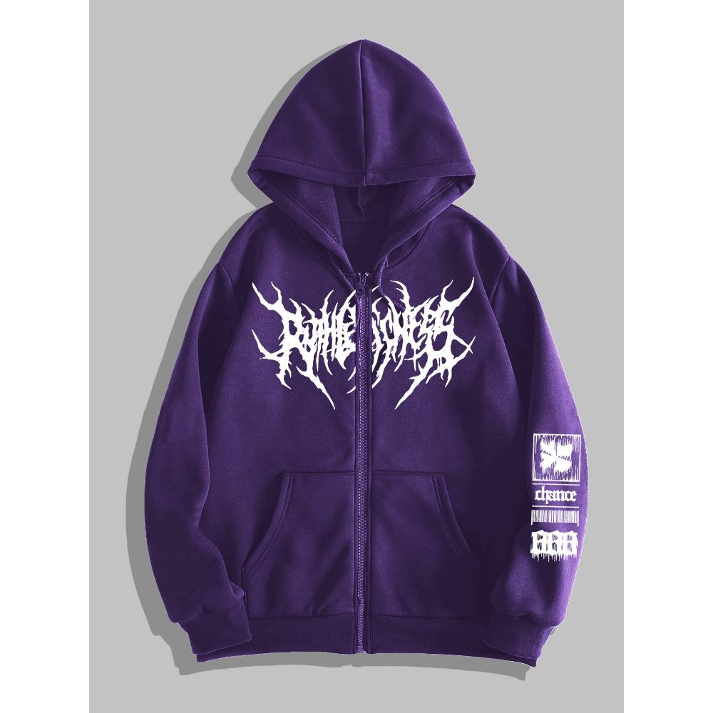 Men's Gothic Dark Printed Zipper Hoodie, a Fashionable Streetwear Choice for Casual Occasions