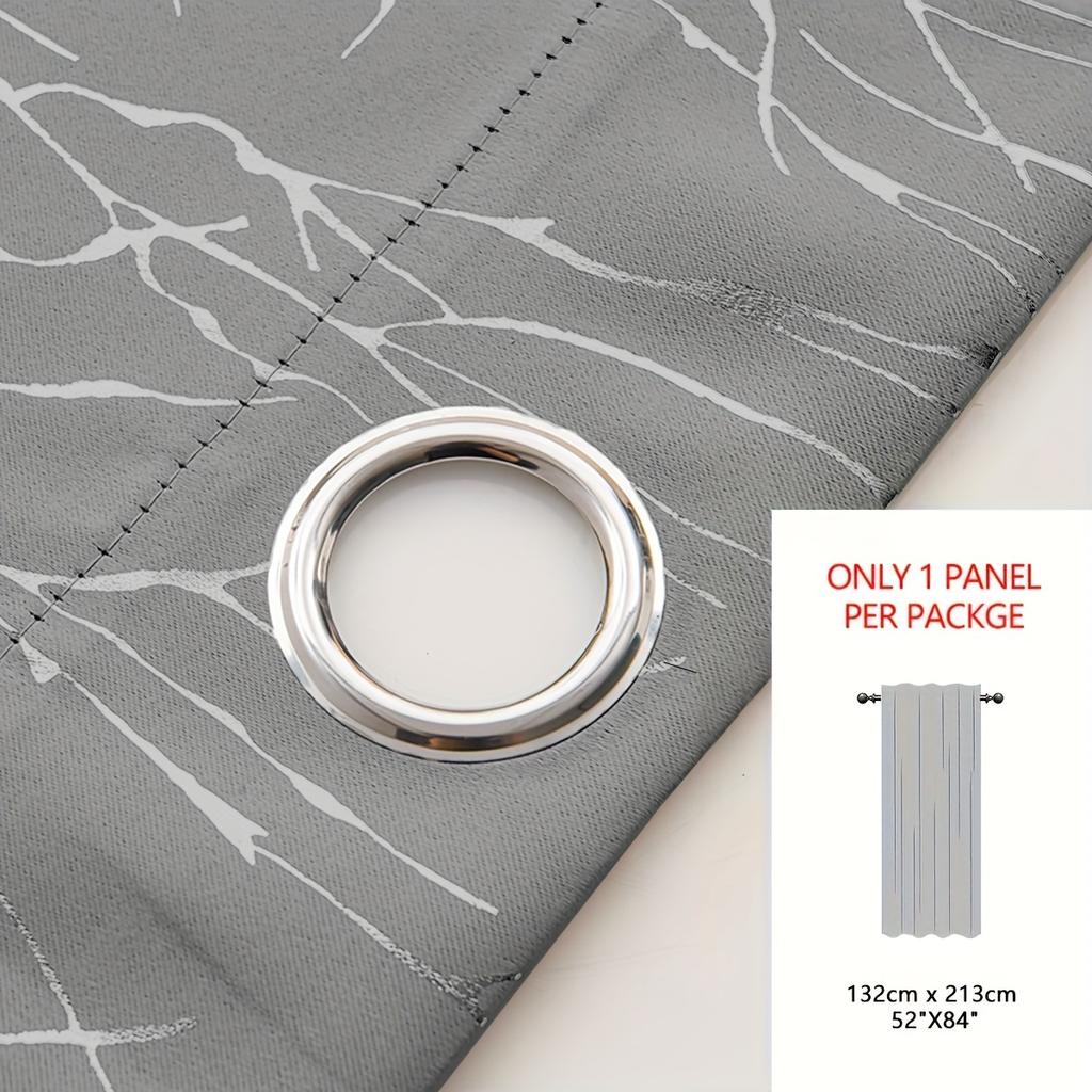 1 Stück Verdunkelungsvorhang mit bronzierendem silbernem Zweig – modern, schlicht, für Schlafzimmer, Balkon, Wohnzimmer, schwebendes Fenster, Bürodekoration, Lichtblockierung