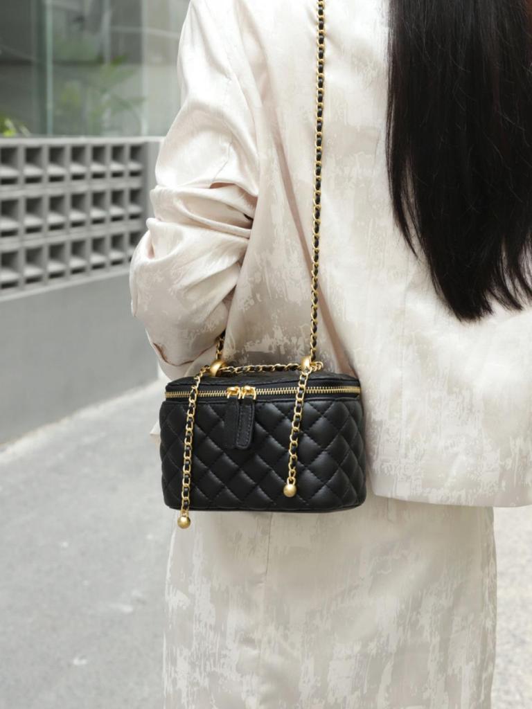 2025 Quilted Chain Box Bag: Mini High-End Genuine Cowhide Leather Women's Square Bag