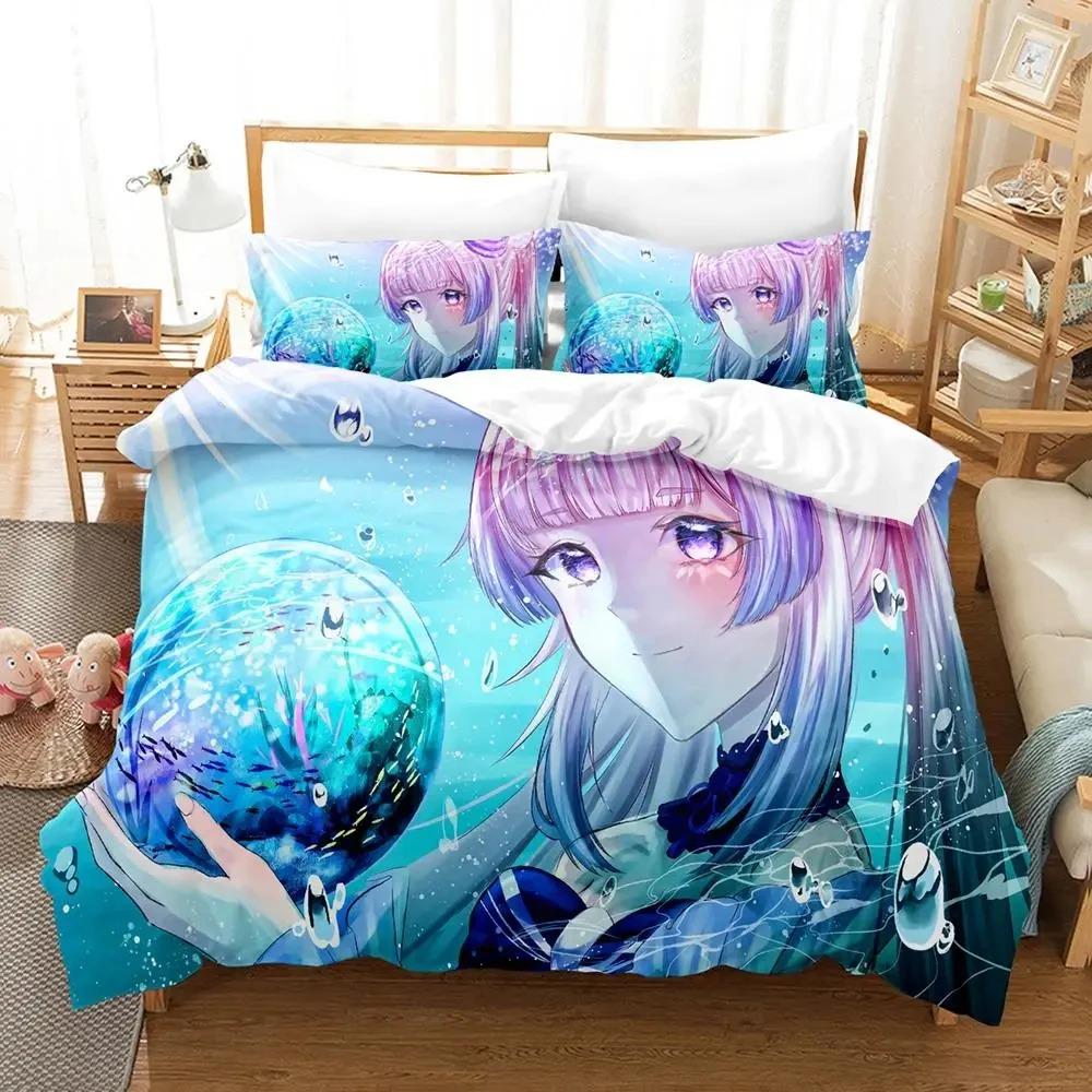 

Genshin Impact Sangonomiya Kokomi 3 шт. Мультяшный аниме-набор пододеяльников для мальчиков, взрослых, спальни, девочек, каваи 70x133cm 2pcs