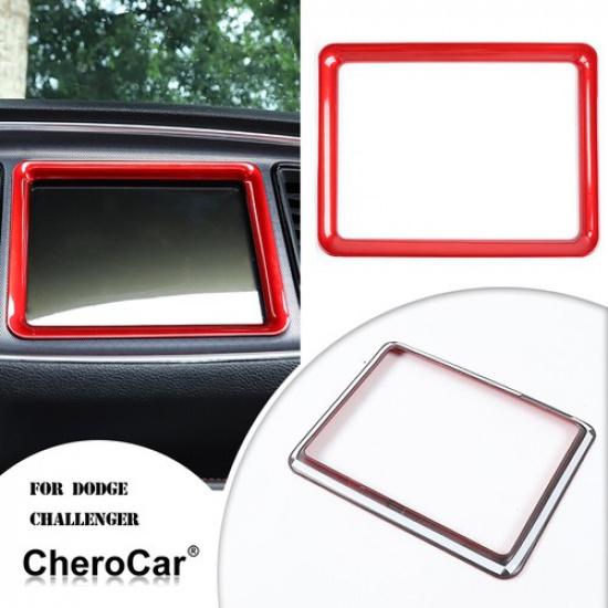 Car Navigation GPS Screen Cover Trim Frame for Dodge Challenger 2015+ Red ABS