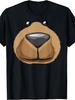 Men's Fun Bear Face Pattern T-Shirt-Black with Brown Teddy Bear Design Soft Round Neck Casual T-Shir