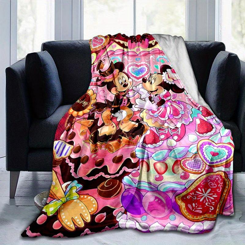1pc, Mickey and Minnie (1) Home Decor Flannel Blanket, Perfect Gift for Bedroom, Living Room, Travel, Camping, Car, Beach, Office Nap, Ideal Sofa Thro