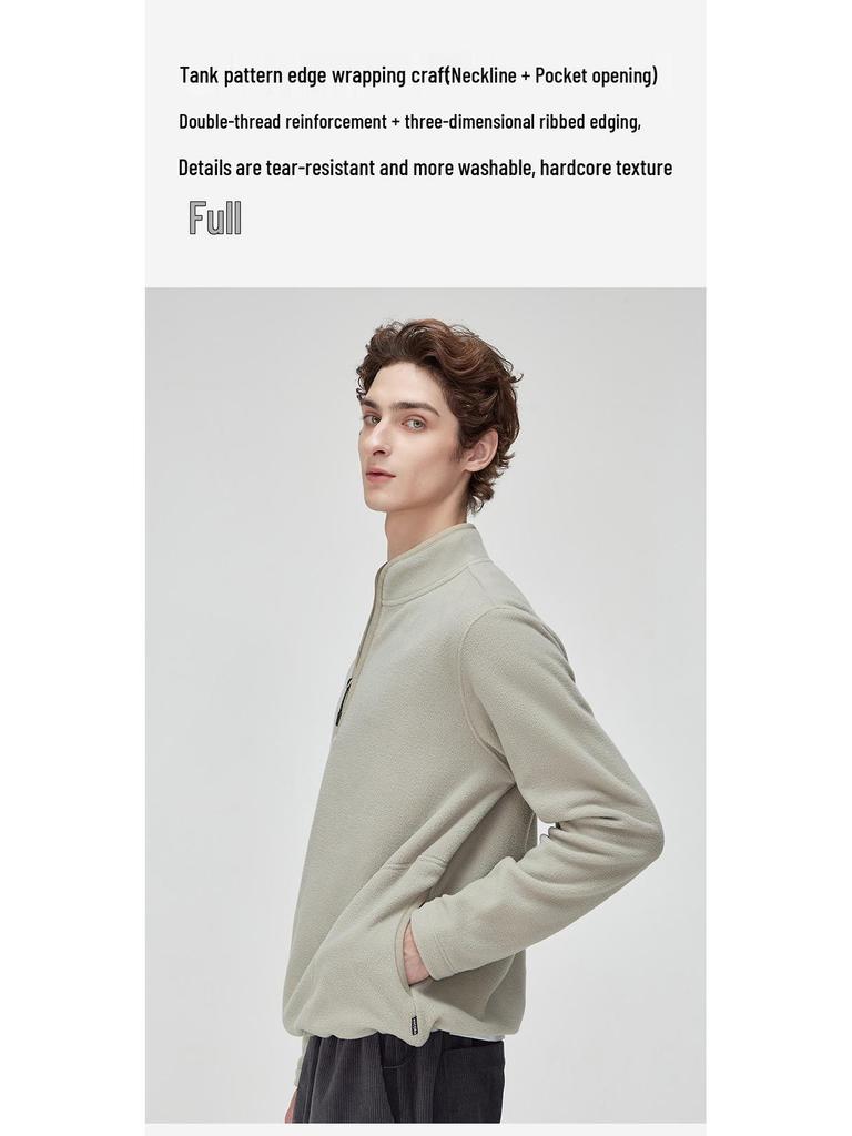 2025 Men's Stand-Collar Casual Orlon Sweatshirt Jacket: Trendy, Loose, Warm for Autumn/Winter