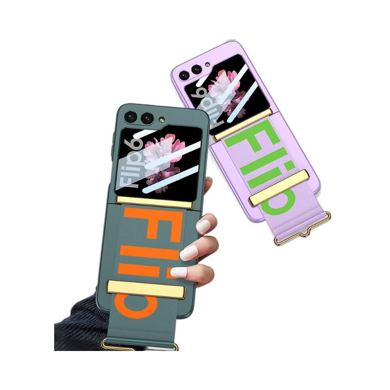 Ultra-thin Samsung Flip6 Case with Integrated Wrist Strap & Protective Folding Cover