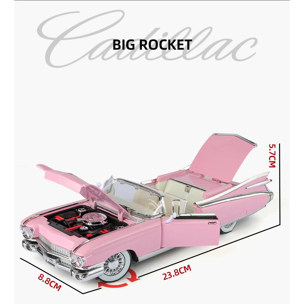 1/24 Cadillac Eldorado Biarritz Series 62 Alloy Sports Car Model Diecast Metal Classic Retro Vehicles Car Model Sound Light Kids Toy Gift