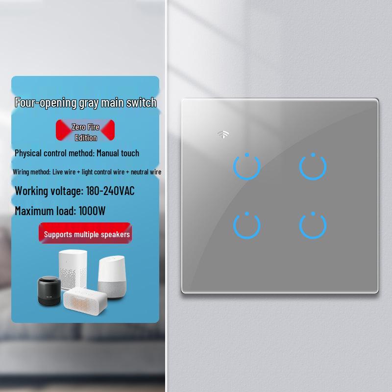 Zhengshang C4 Graffiti Smart WiFi+RF Switch, EU Standard, Voice-Controlled for Alexa & Google.
