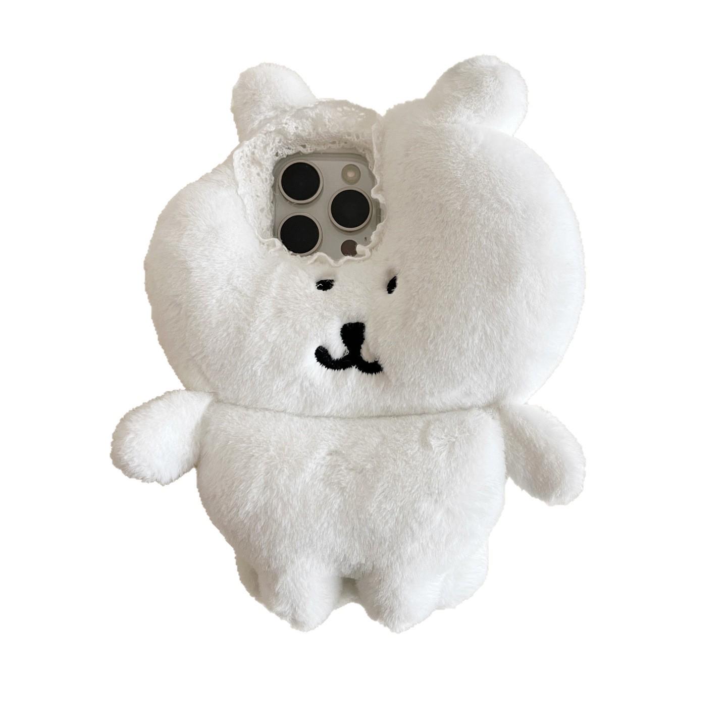

Lace-Edged Plush Bear iPhone Case for iPhone 13/14/16 Pro Max iPhone 17 Pro Max