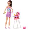 Barbie Skipper Doll Feeding Baby Playset Brunette Hair JJB44