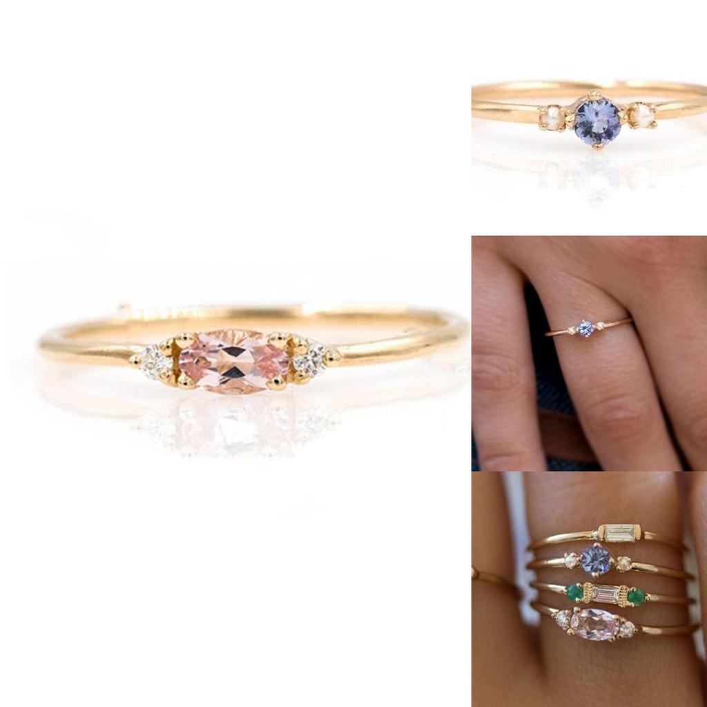 Beautifully Crafted 4 In 1 Set Of Womens Gold Plated Zircon Gemstone Rings