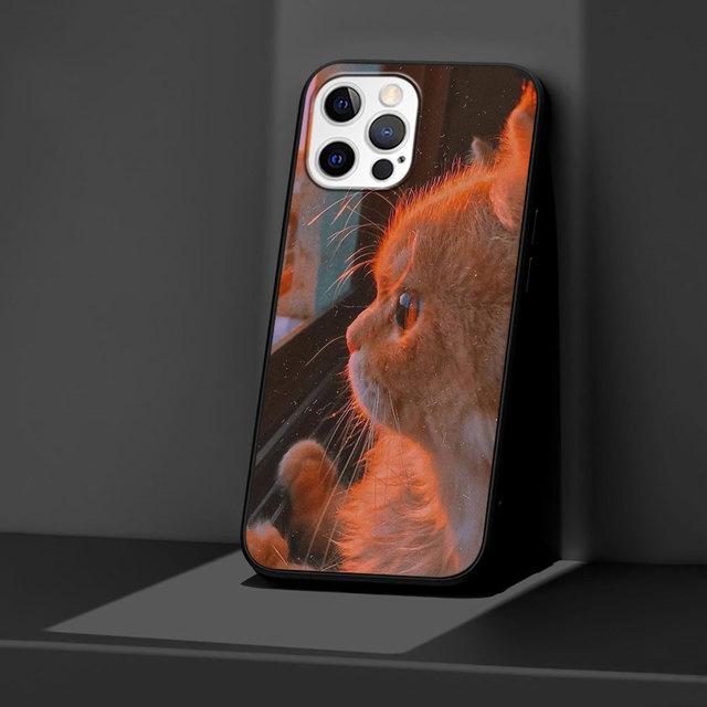 Cute Cat Black Case For Apple Iphone 11 13 12 Mini 14 Pro Max Xr 7 8 +Se 2020 Xs 6 6s Plus 5 5s Silicone Phone Cover Cartoon
