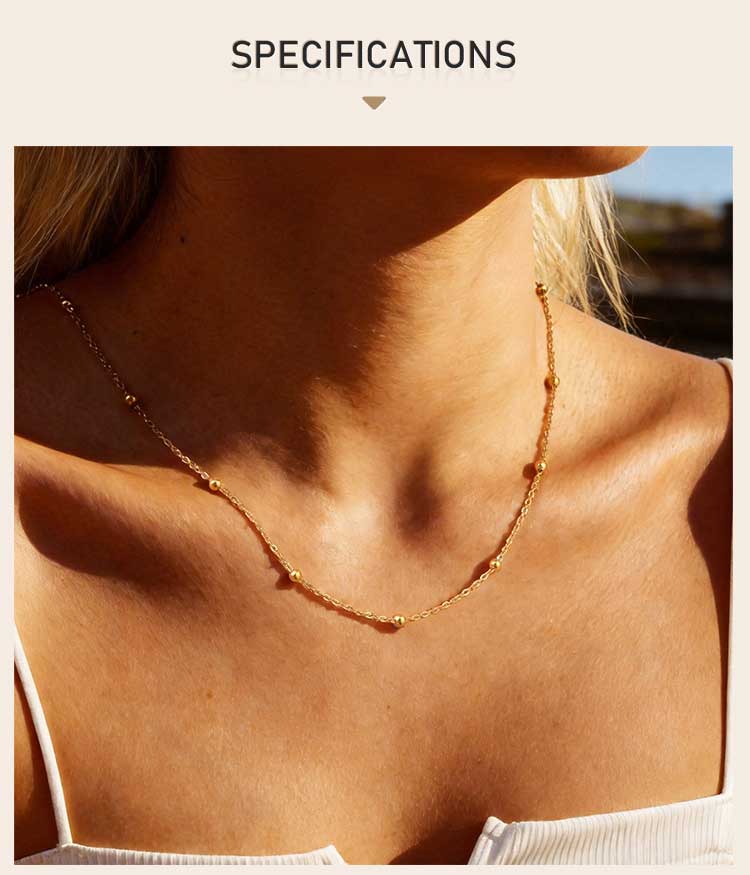 Collar de Cadena para Mujer Impermeable Chapado en Oro Multiestilo Cadena de una Sola Perla Joyería para Superponer Acero Inoxidable Libre de Manchas