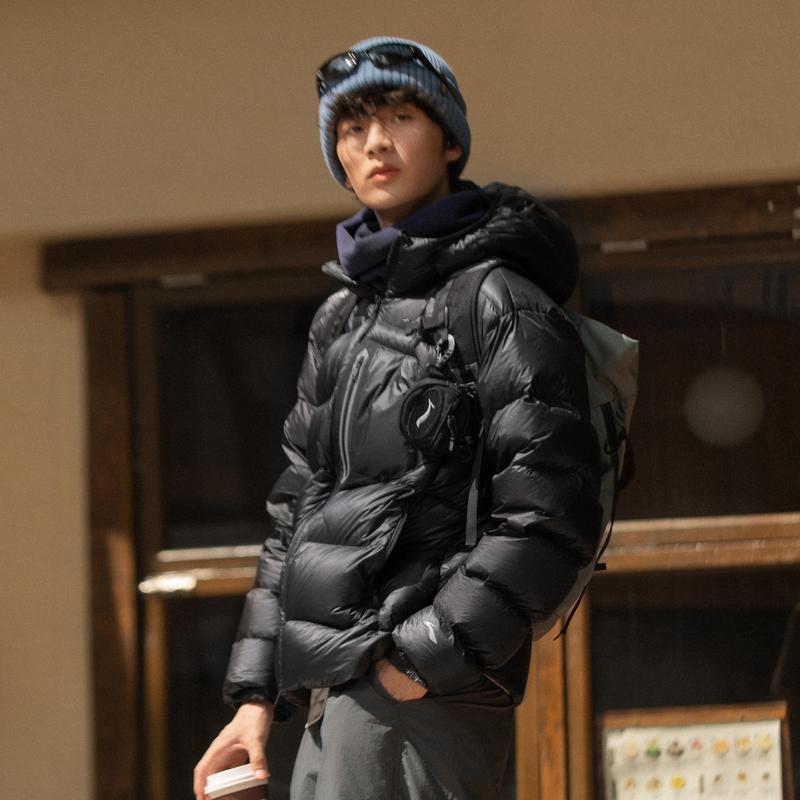 Li-Ning Outdoor Series Outdoor CF Waterproof Hooded Versatile Zipper Warm Comfortable Down Jacket Men jackets AYMV161-4