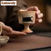 Japanese Kiln Change Zhiye Cat Ceramic Tea Cup Retro Wood-fired Porcelain Large Master Cup High Foot Tasting Mug Kung Fu Tea Set