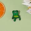 Quirky Green Frog Chair Brooch Unique Cartoon Design Stylish Alloy Pin Badge For Fashion