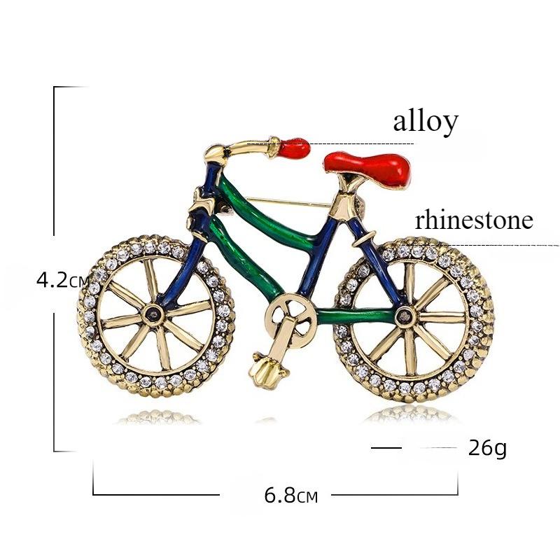 European and American Rhinestone Creative Bicycle Brooch, Fashionable, Drip Oil Brooch, Women's Clothing Accessories, Handbag Bicycle Chest Flower