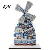 Holiday Seasonal Room Decor Christmas Windmill Wooden Ornament, Decorative Craft with Rotating Ornament Blades, Handmade Figurine for Home Tabletop
