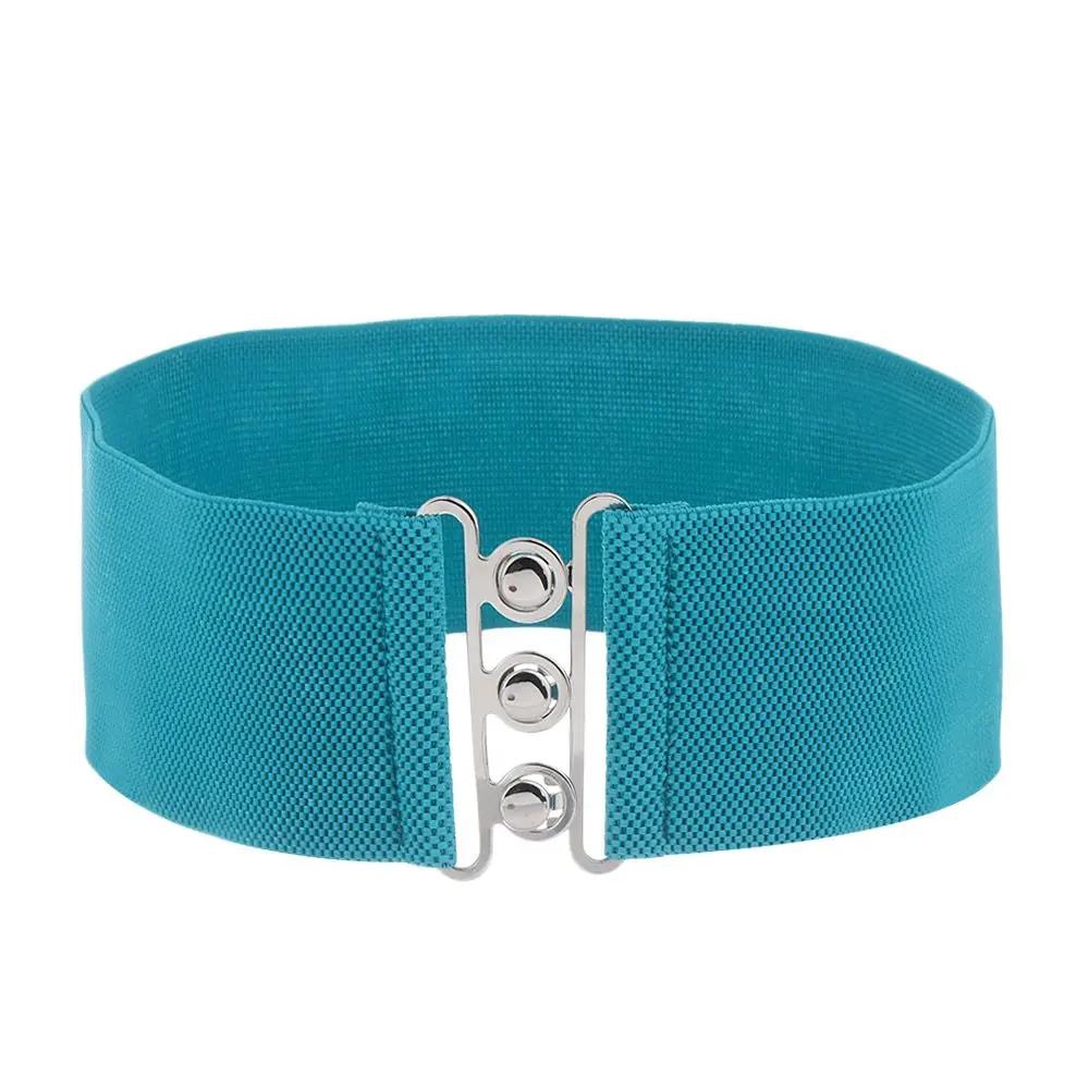 2026 New Women Fashion Wide Elastic Belt Metal Buckle Cinch Waistband Ladies Dress Waist Band Cummerbands Casual Stretch Belt
