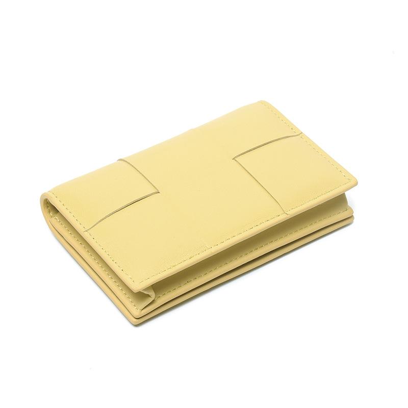 Kleine Geldbörse aus Schaffell, kurze dreifach gefaltete Geldbörse aus Leder, handgewebt, faltbare Wechseltasche