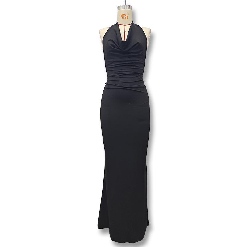 2024 Podzim/Zima Evropské a Americké Dámské Sexy Halter Šaty bez zad s vodou a rolákovým límcem