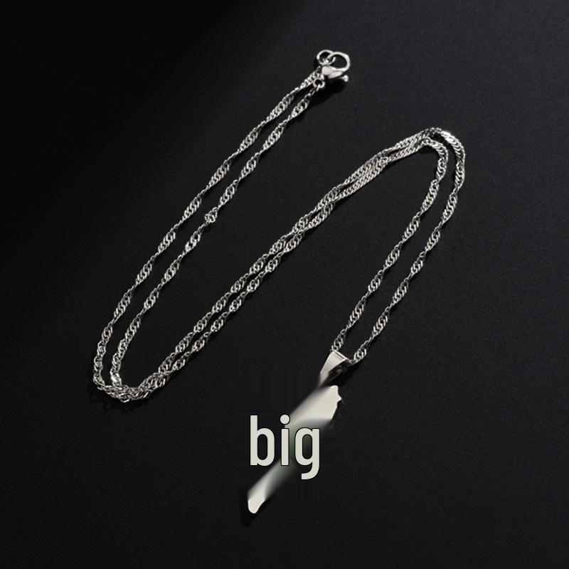 Stainless Steel Africa Somalia Map Pendant Necklace - European & American Fashion Geometric Clavicle Chain for Women