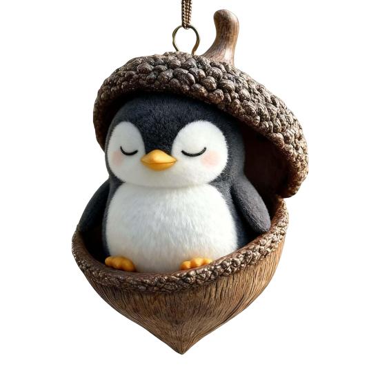 Forest Animal Acorn Hanging Ornaments Acrylic Christmas Tree Decor with Squirrel Rabbit Pony Designs 2D Flat Pendants for Holiday Gifting